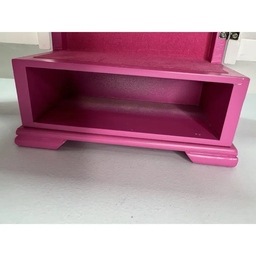 Claire’s Pink White Floral Jewelry Box Girls Cabinet Style Organizer w/ Doors